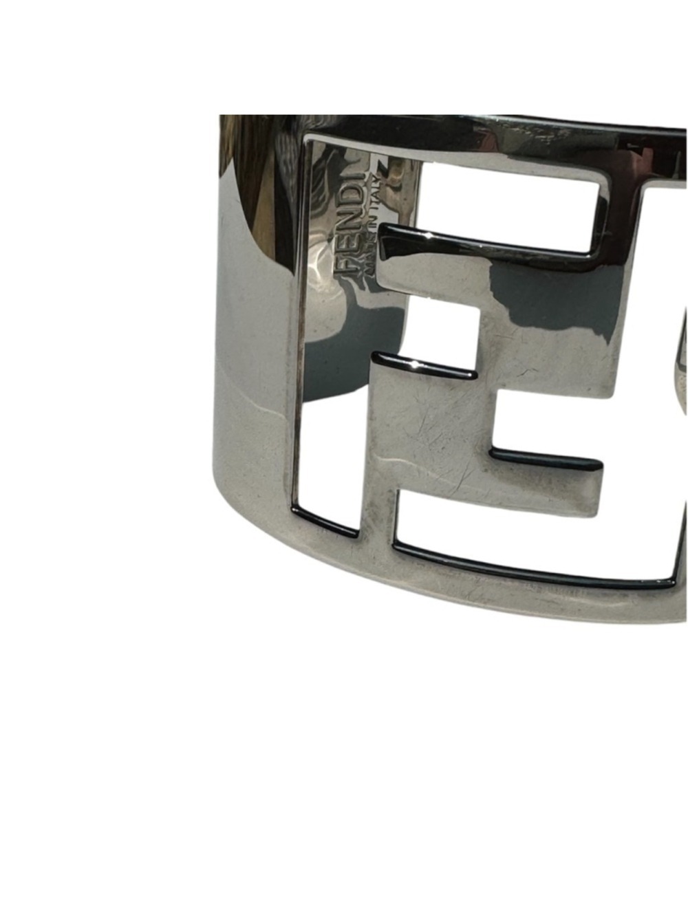 Fendi FF Cut Out Cuff Bracelet Silver Tone - Picture 5 of 13